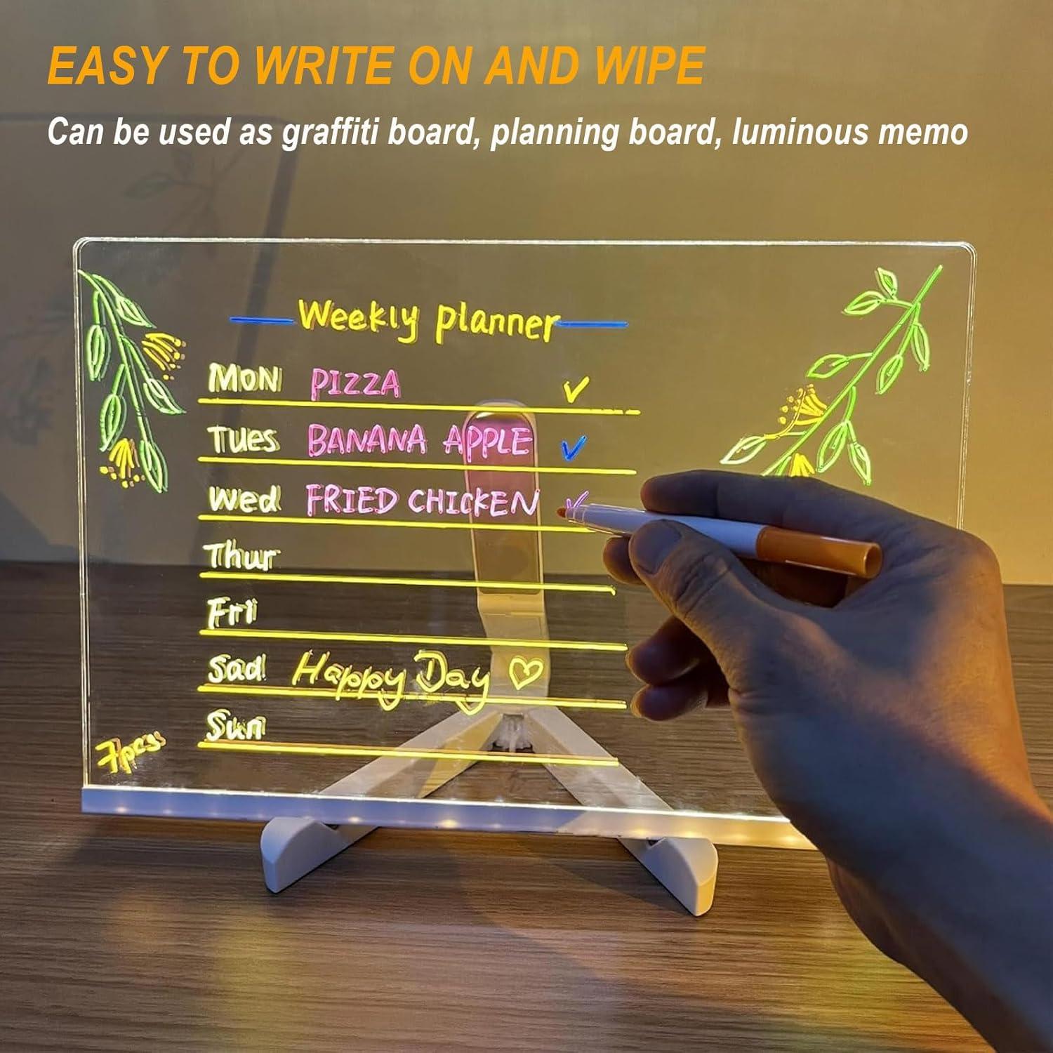 Tablero de Notas LED Ntrjtrss 30x20cm con 7 Marcadores