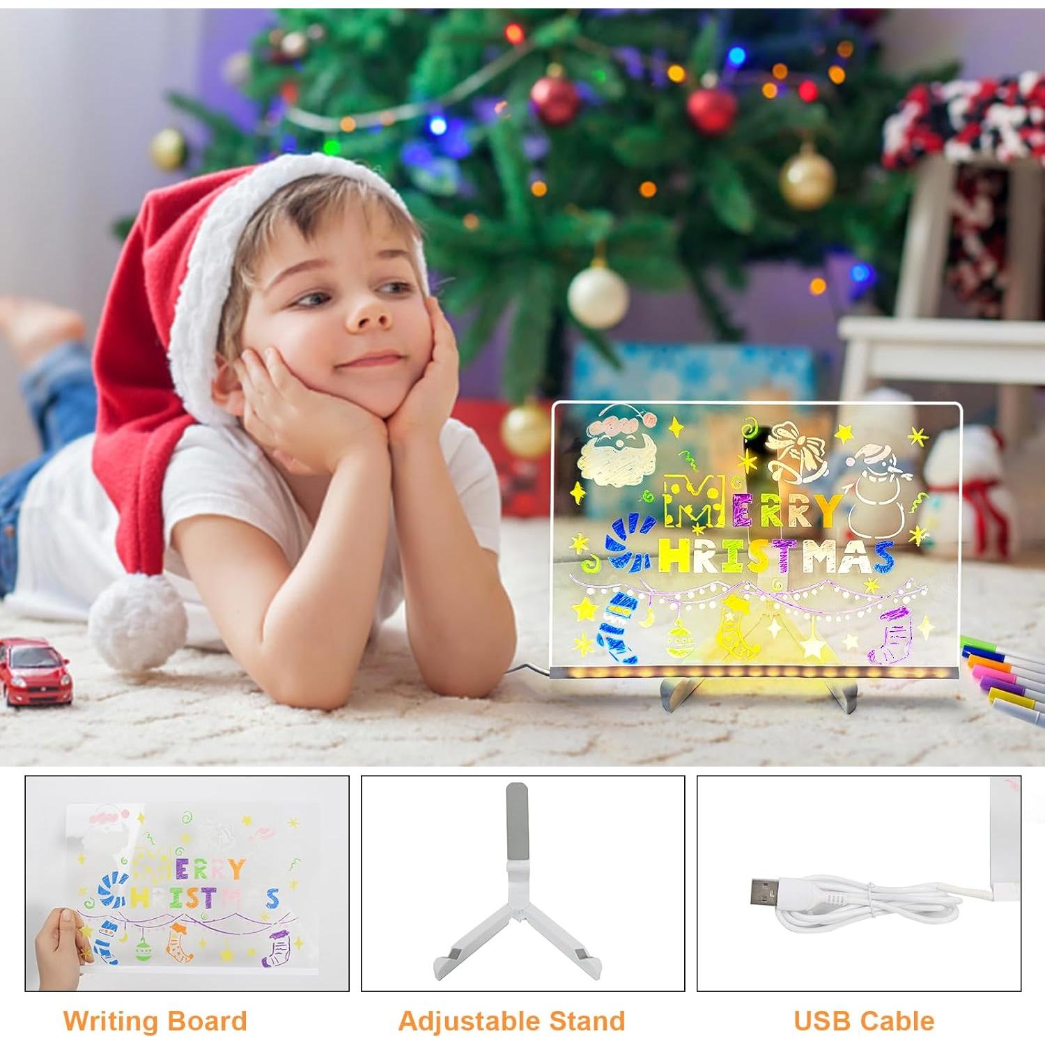 Tablero de Notas LED Ntrjtrss 30x20cm con 7 Marcadores