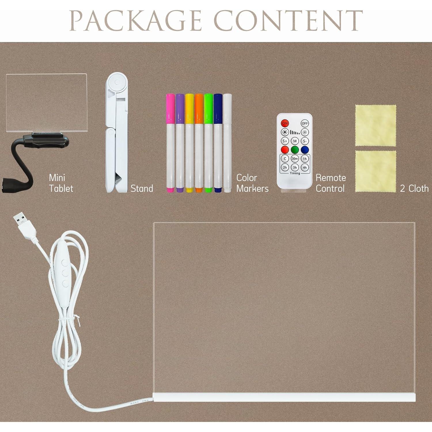 Tablero LED de Borrado en Seco Laysinly 40x30 cm 7 Colores