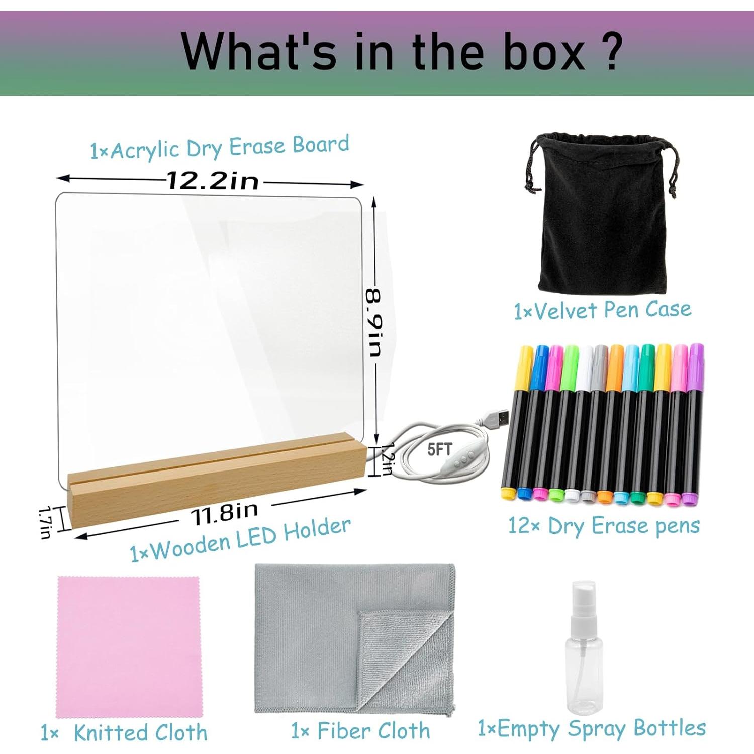 Tablero Blanco Acrílico con Luz LED HaldyeMic 30.48x25.4cm