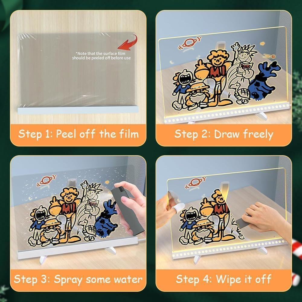 Tablero de Notas LED Nkmgbuj 20.1x20.1 cm Acrílico Blanco