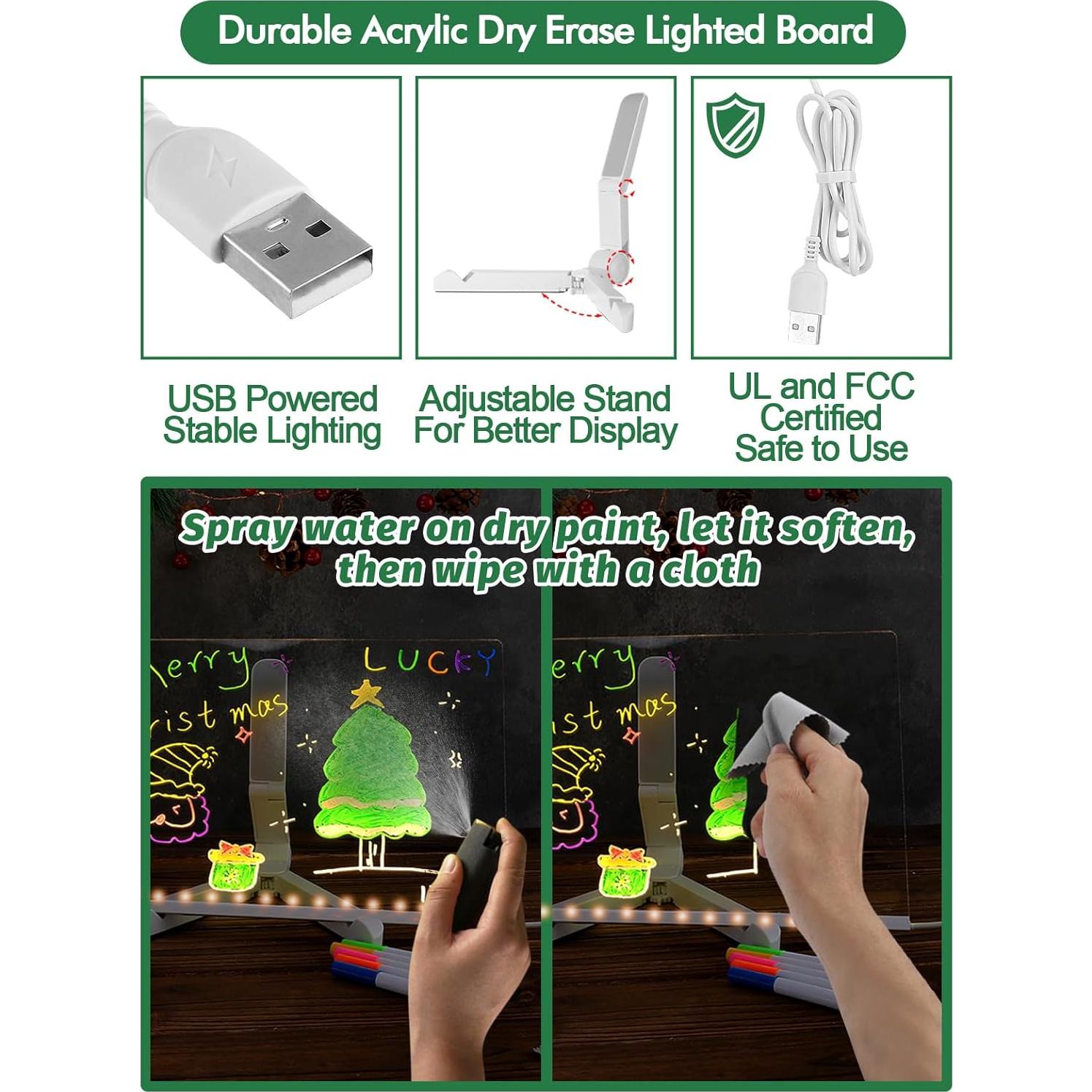Tablero de Mensajes LED ANPHSIN 30x20cm Acrílico Borrado en Seco