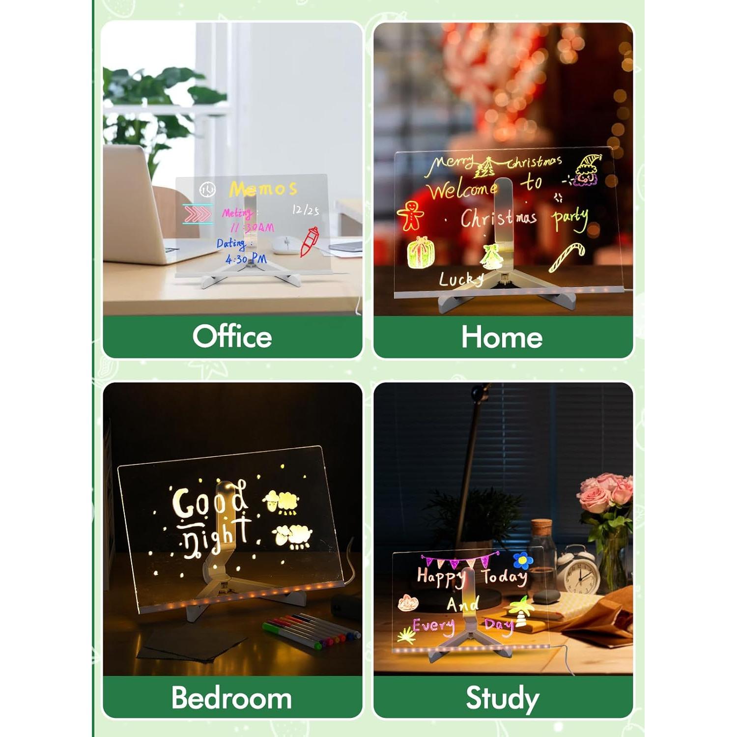 Tablero de Mensajes LED ANPHSIN 30x20cm Acrílico Borrado en Seco