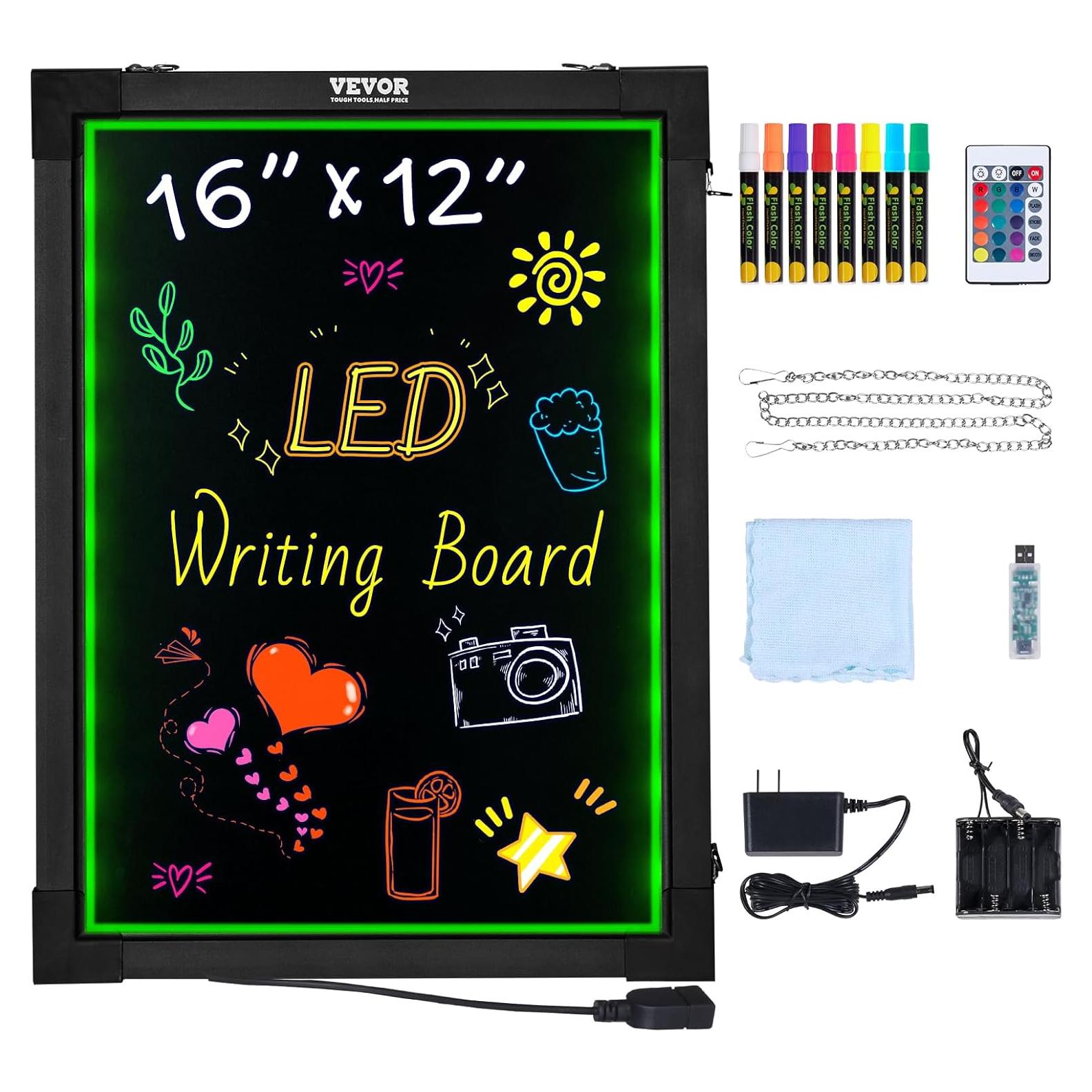 Tablero de Escritura LED VEVOR 40.64x30.48cm con Control Remoto