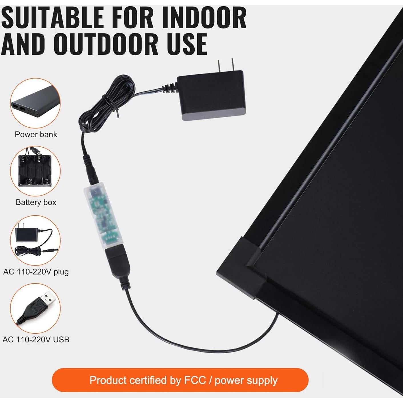 Tablero de Escritura LED VEVOR 40.64x30.48cm con Control Remoto