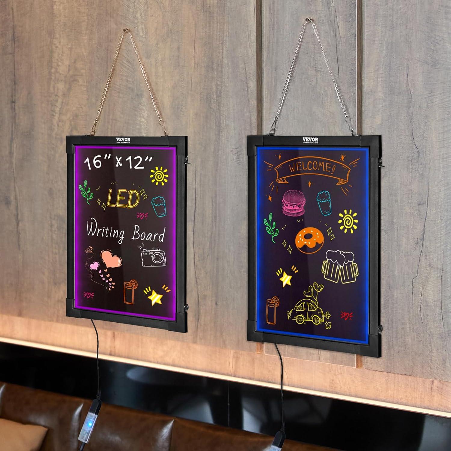 Tablero de Escritura LED VEVOR 40.64x30.48cm con Control Remoto