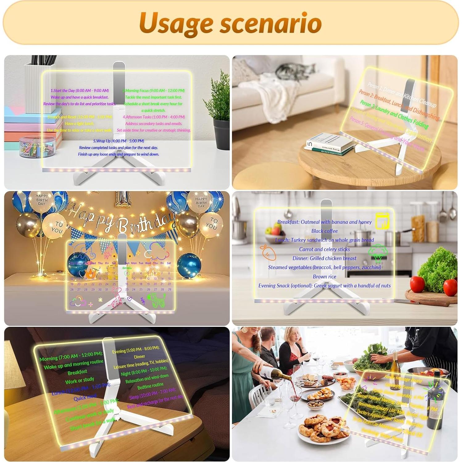 Tablero de Notas LED LGGbaodan 30.48x20.32cm Borrable