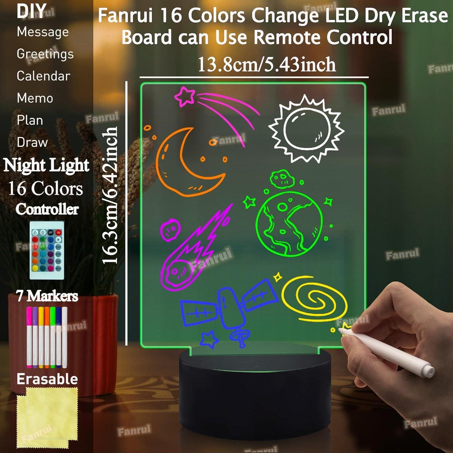 Tablero de Borrado en Seco LED Fanrui 20.2x34.9cm USB Control Remoto