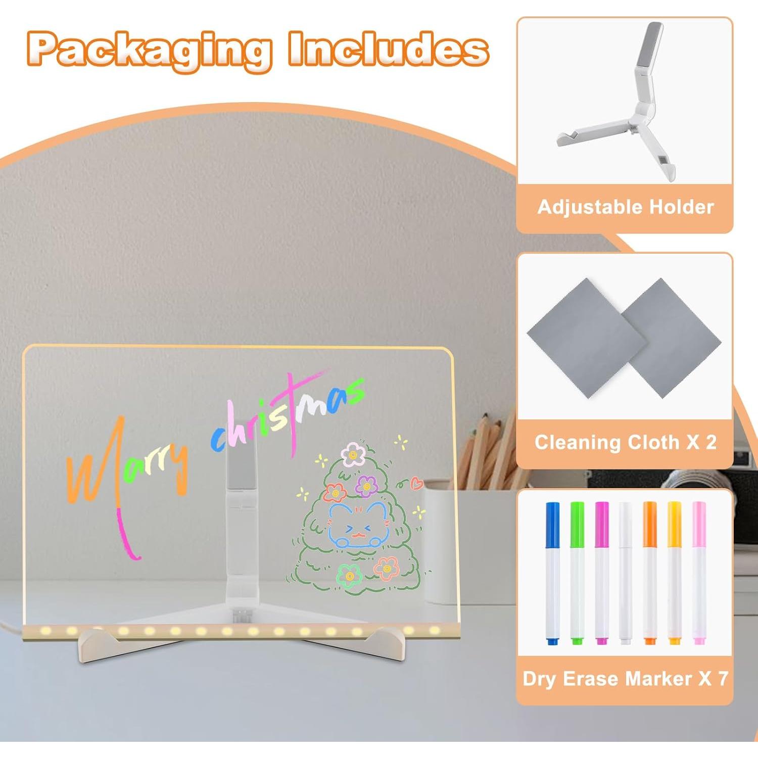 Tablero de Notas LED Acrílico Bhbuy-Action 30x20 cm Blanco