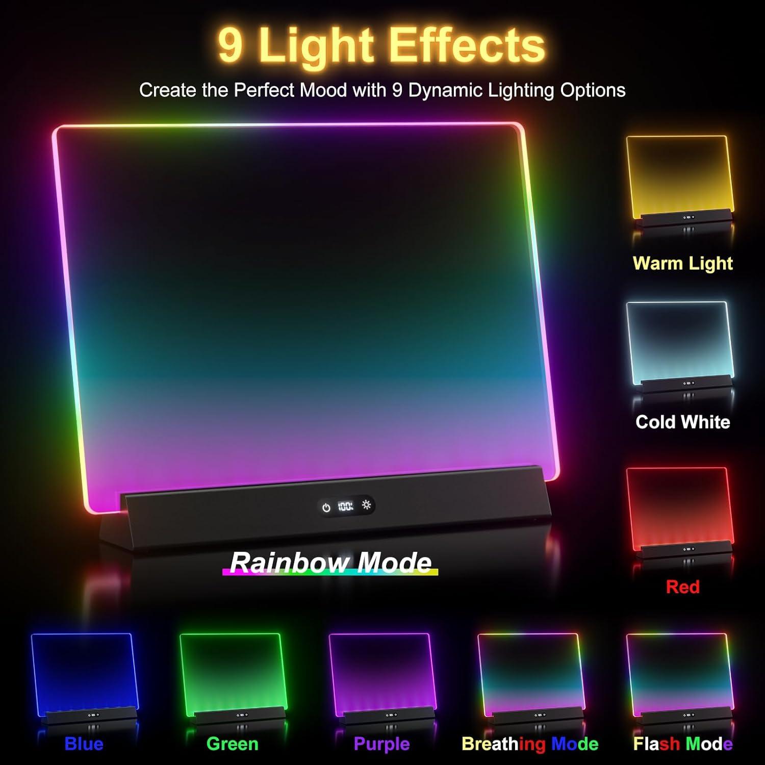 Tablero LED Recargable Bailkind 17" con 9 Modos y 6 Colores