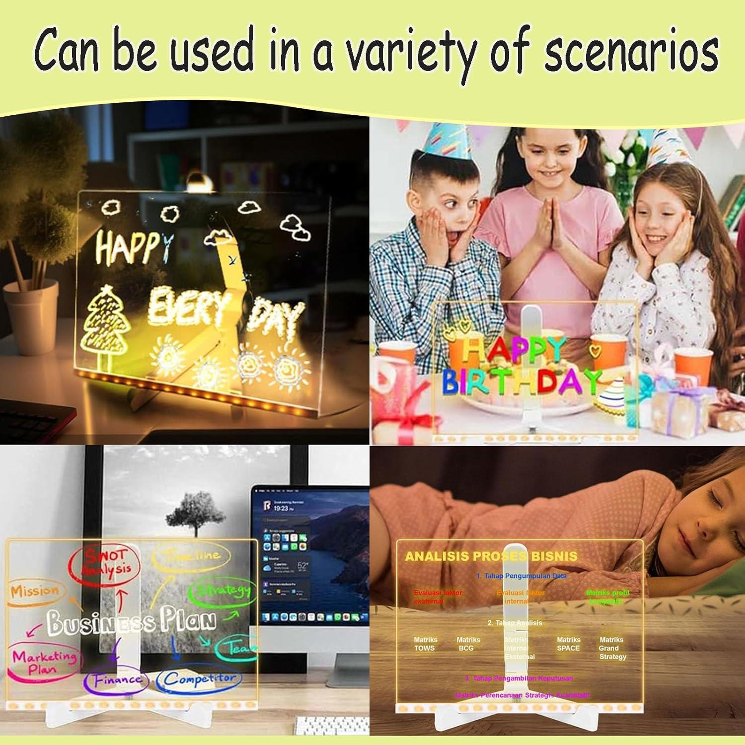 Tablero de Notas LED DLAIUSMALL 30x20 cm Acrílico Colorido