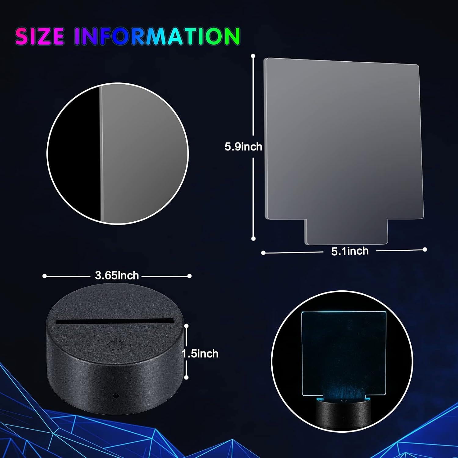 Set de 4 Lámparas LED 3D Honoson con Control Remoto y 16 Colores