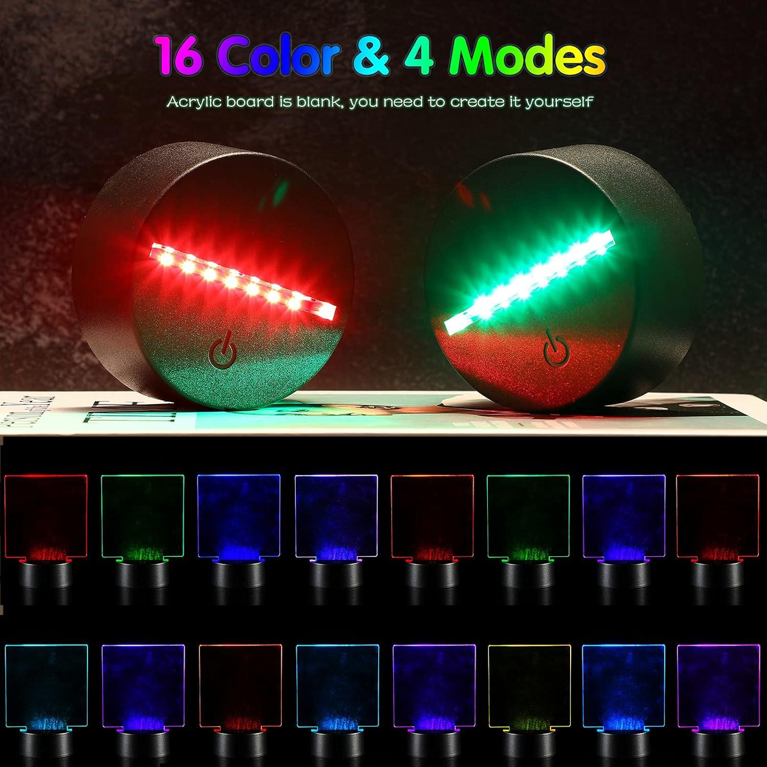 Set de 4 Lámparas LED 3D Honoson con Control Remoto y 16 Colores