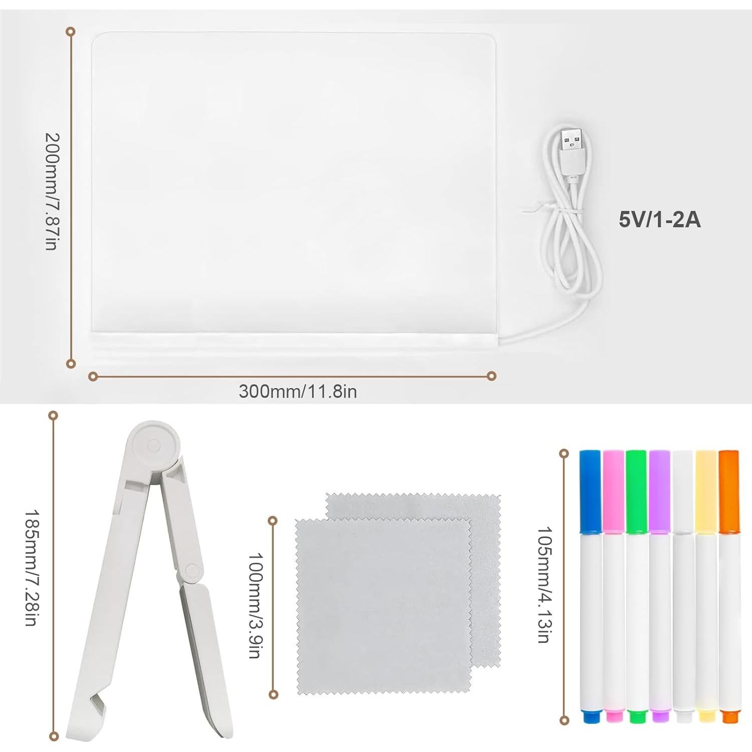 Tablero de Notas LED CSMGY 30x20 cm Acrílico Borrado en Seco