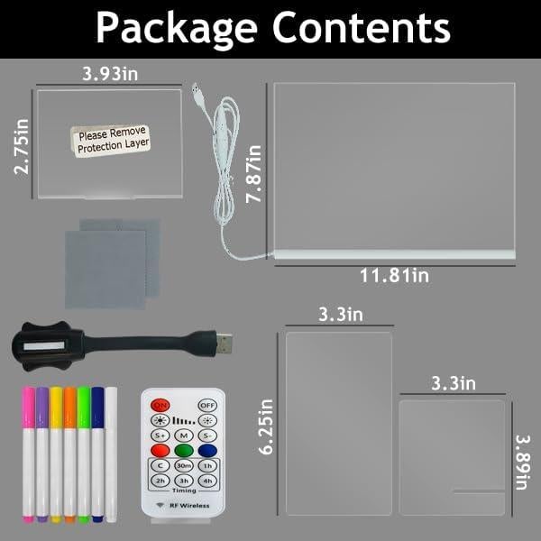 Tablero de Notas LED Acrílico ASEAZ 30x20 cm 7 Colores