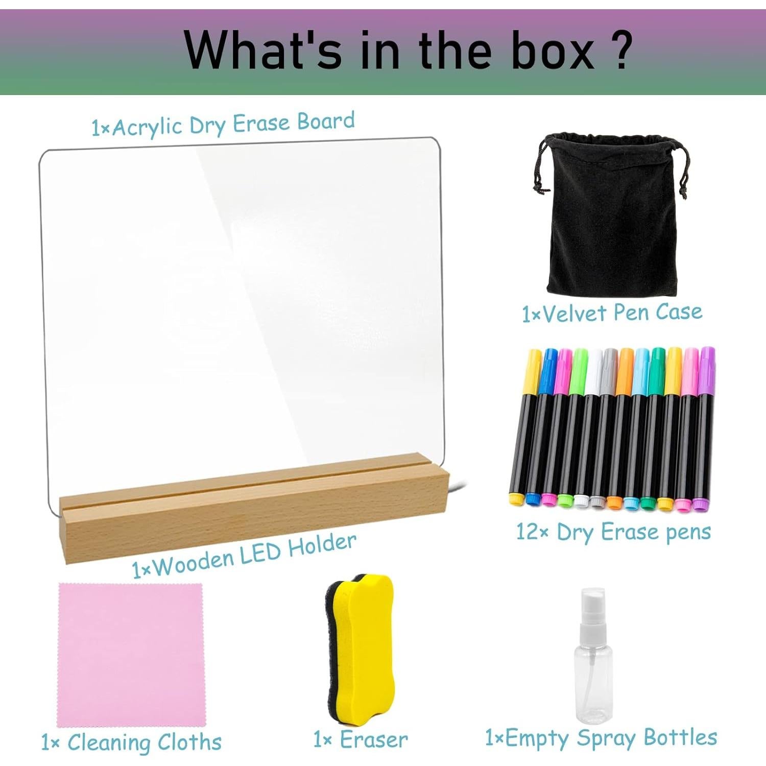 Tablero de Borrado en Seco Acrílico HaldyeMic 30.5x25.4cm LED