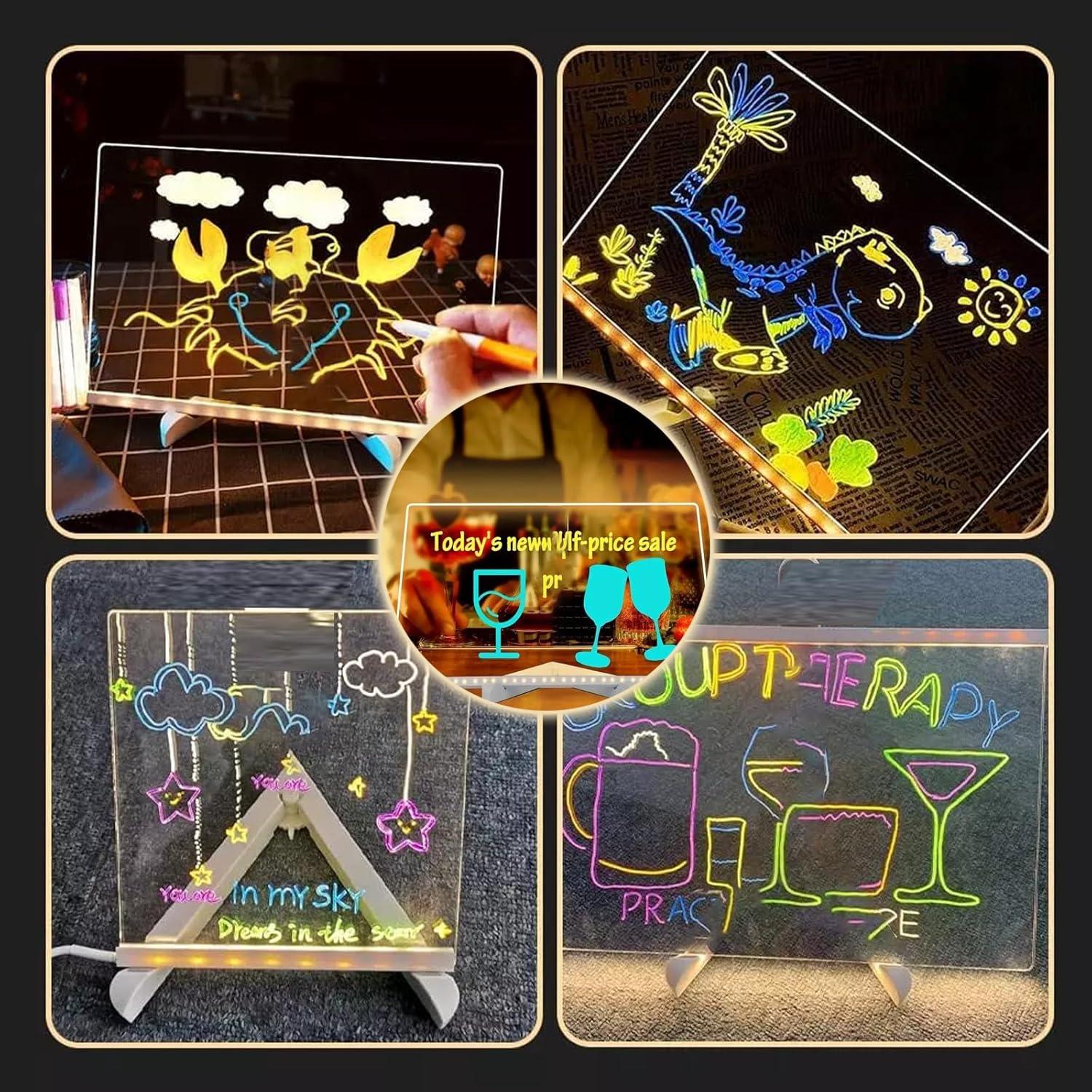 Tablero de Notas LED Yewmow 30x20cm Acrílico Iluminado