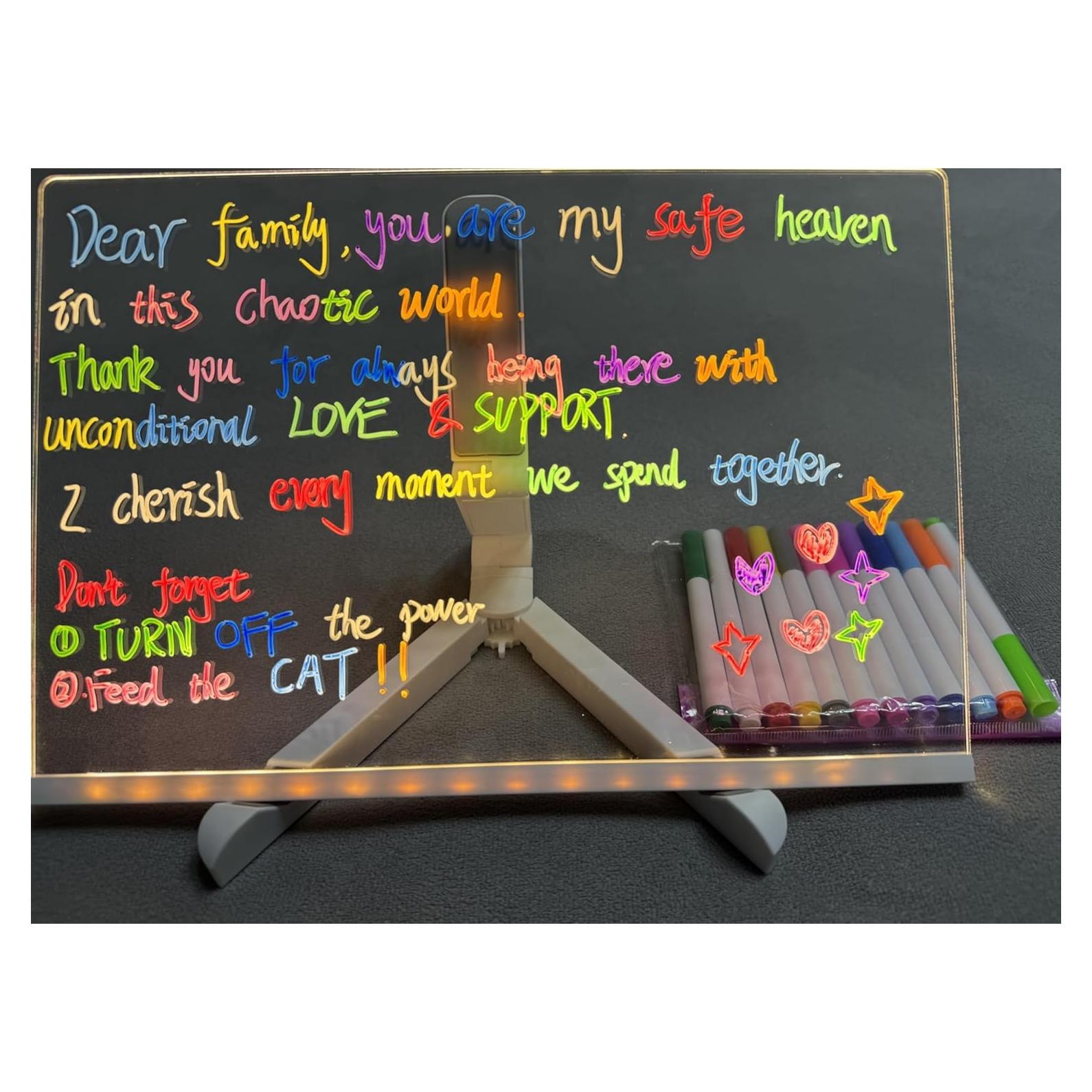 Tablero de Notas LED Genérico 30.48x20.32cm Acrílico Multicolor