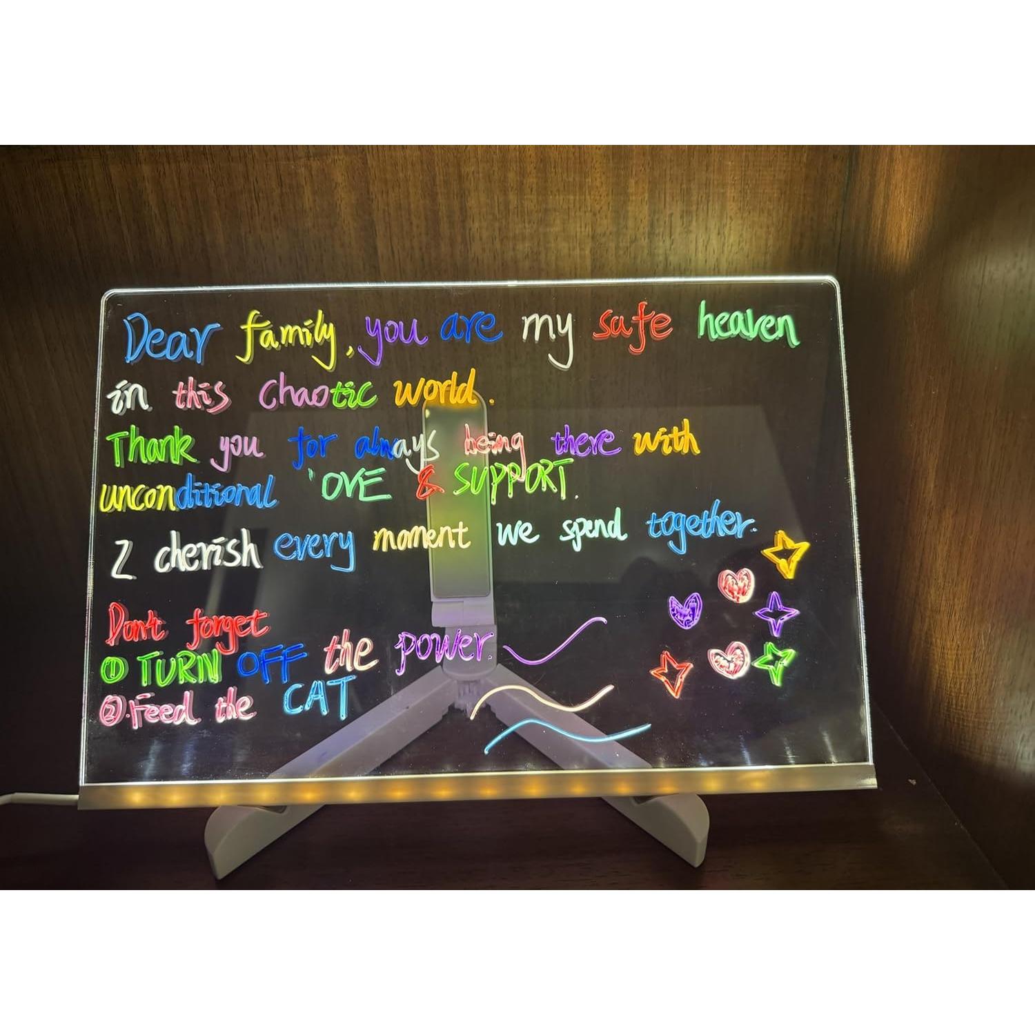 Tablero de Notas LED Genérico 30.48x20.32cm Acrílico Multicolor