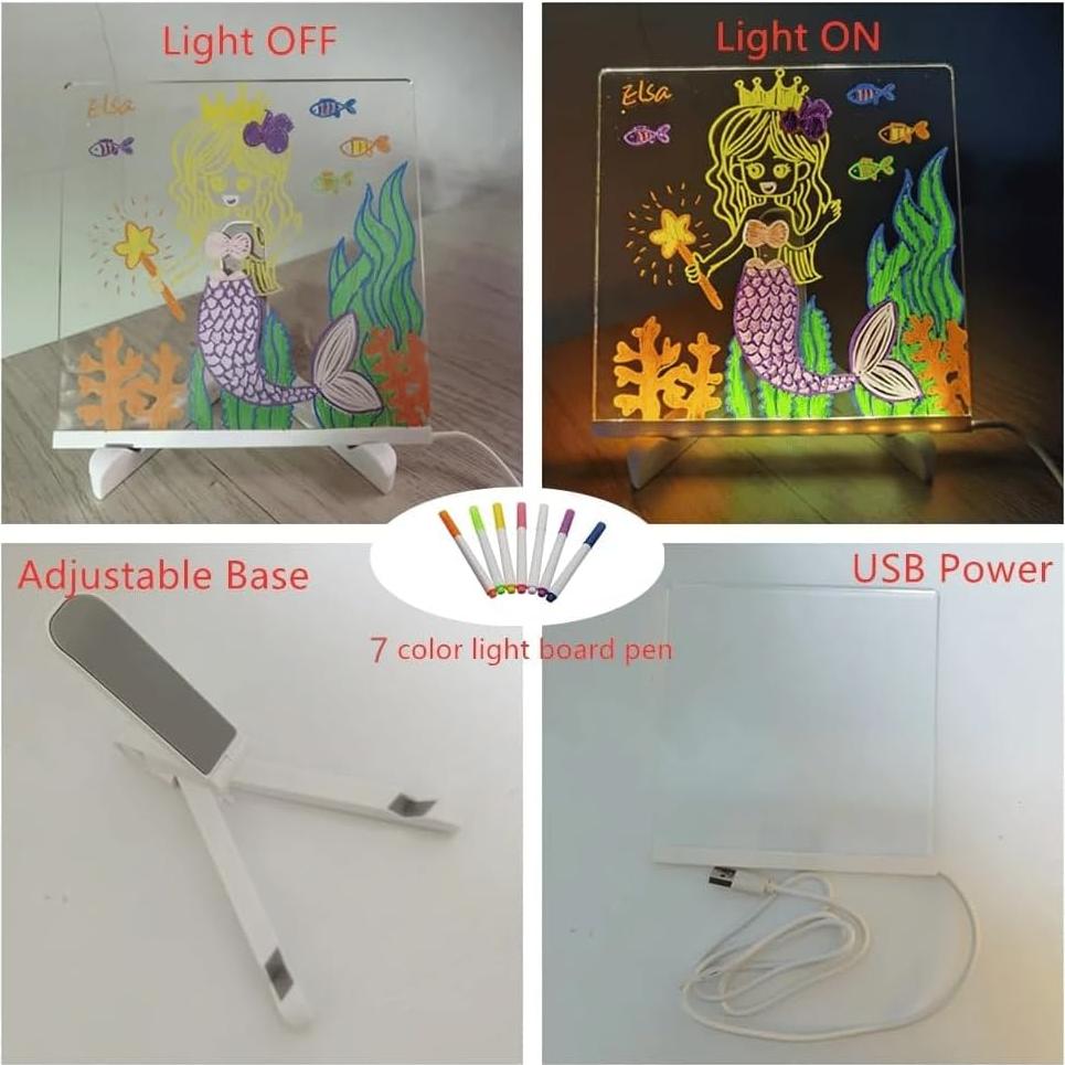 Tablero de Notas LED AIIONP 15x15 cm Acrílico Colorido