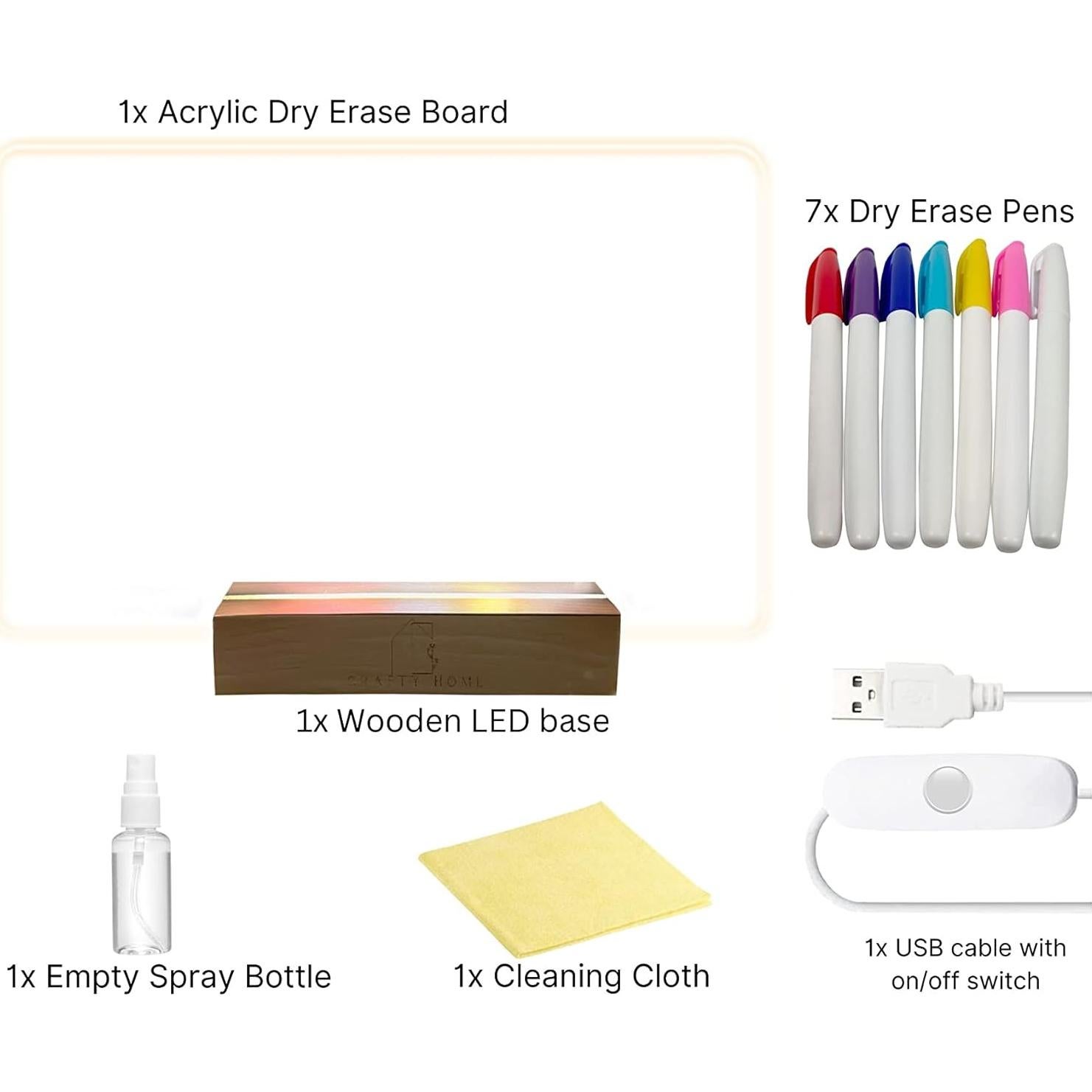 Tablero Acrílico LED Crafty Home 30x20 cm con Lápices de Colores