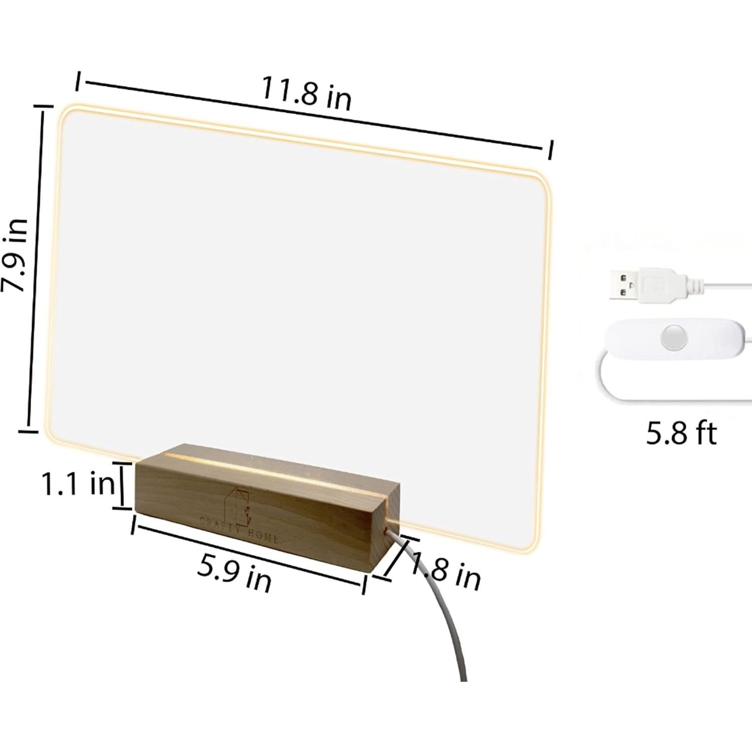 Tablero Acrílico LED Crafty Home 30x20 cm con Lápices de Colores