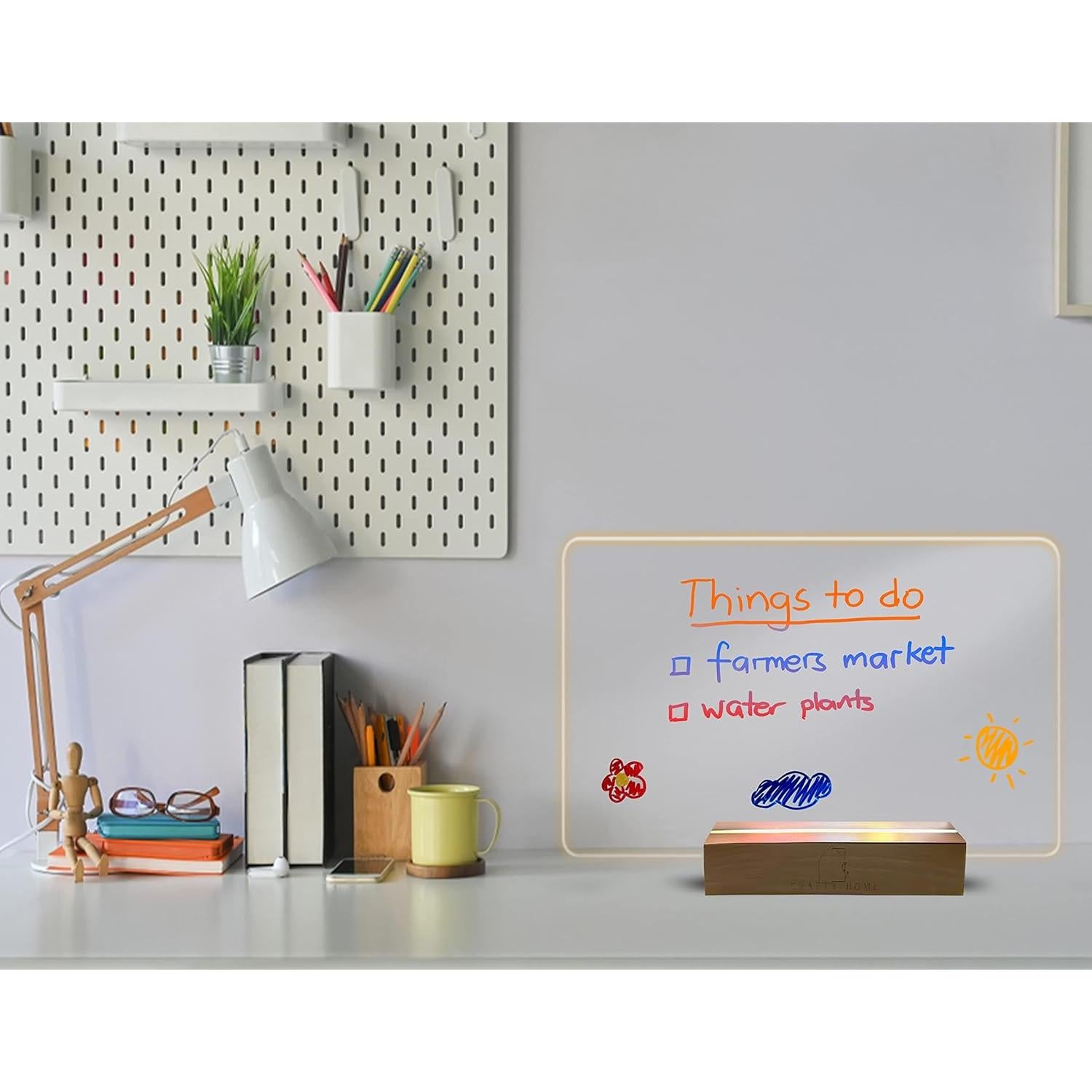 Tablero Acrílico LED Crafty Home 30x20 cm con Lápices de Colores