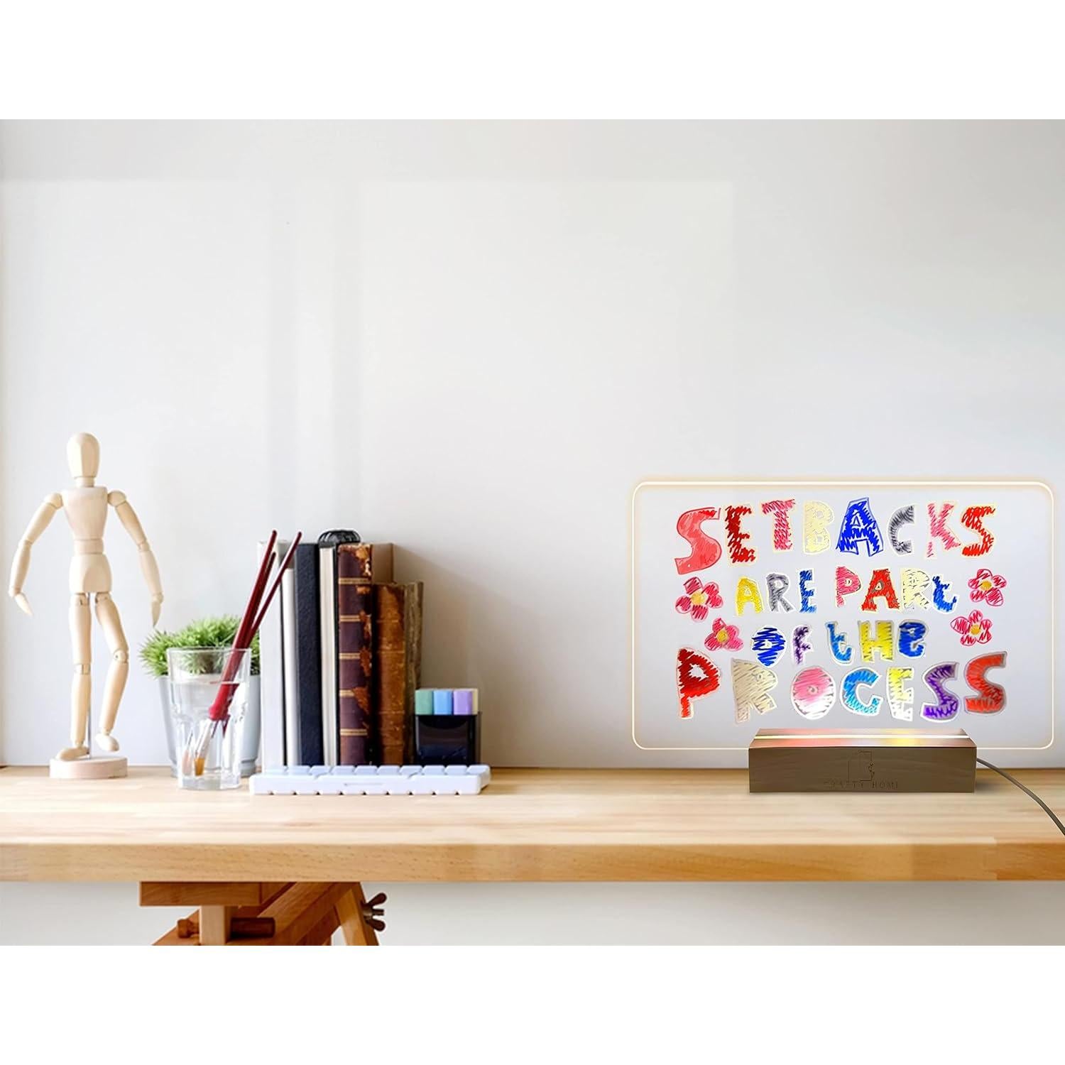 Tablero Acrílico LED Crafty Home 30x20 cm con Lápices de Colores