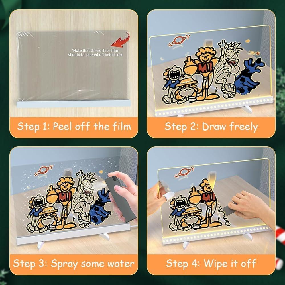 Tablero de Notas LED COOEURINS 15.24x15.24 cm Acrílico