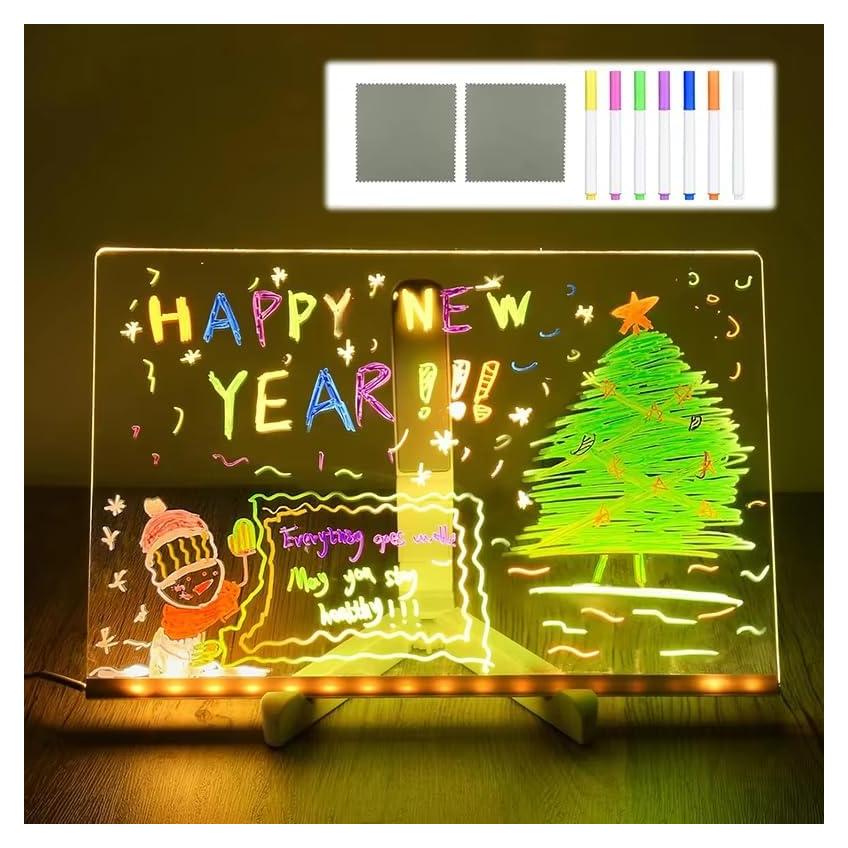 Tablero de Notas LED JingDan 30x20cm con 7 Lápices de Color