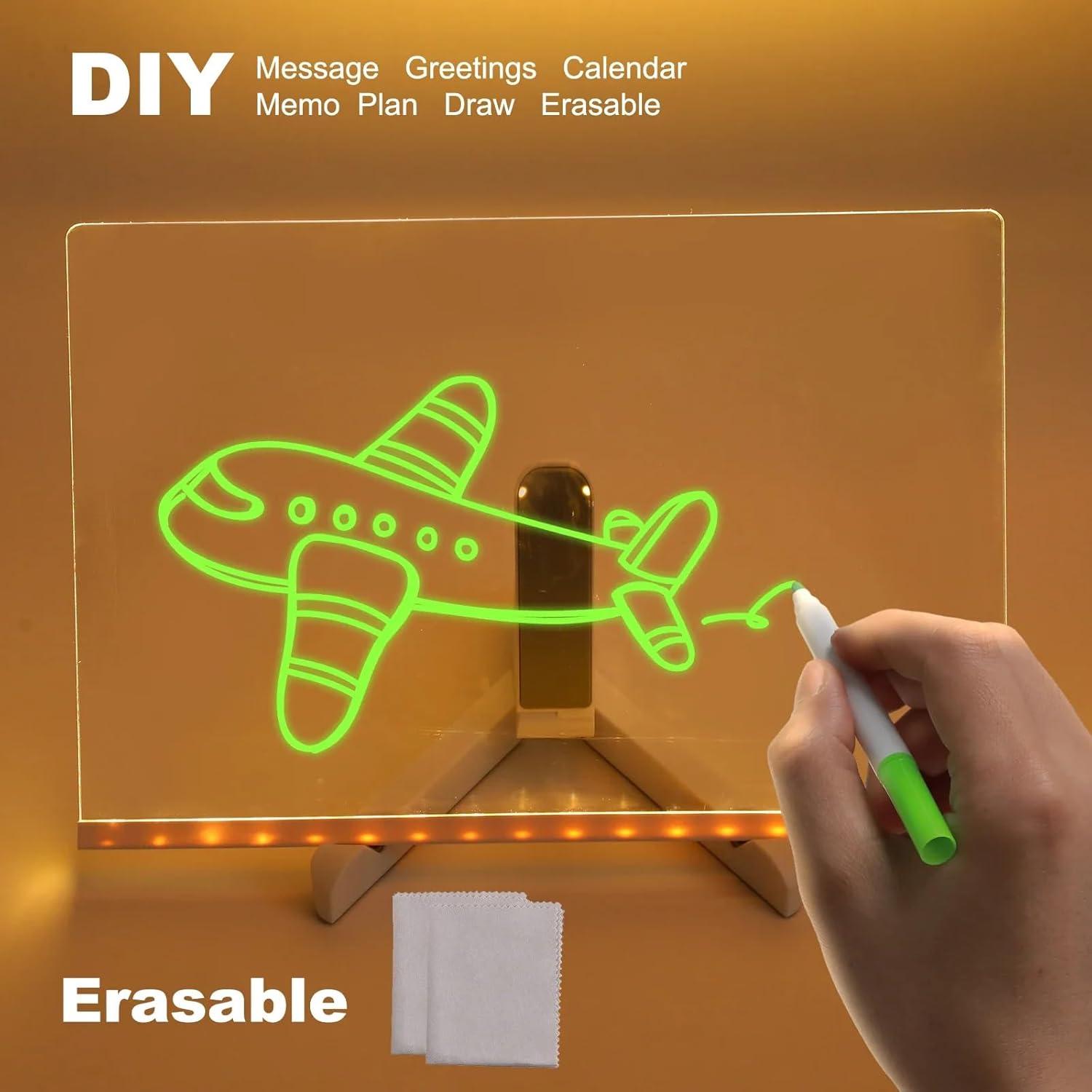 Tablero de Notas LED JingDan 30x20cm con 7 Lápices de Color