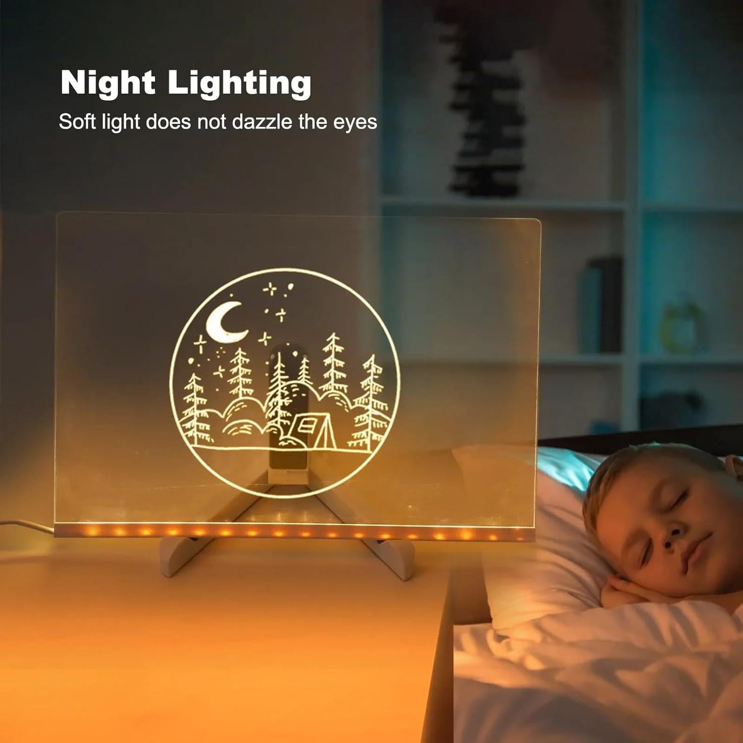 Tablero de Notas LED JingDan 30x20cm con 7 Lápices de Color