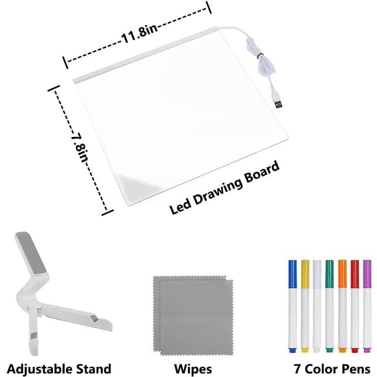 Tablero de Notas LED JingDan 30x20cm con 7 Lápices de Color