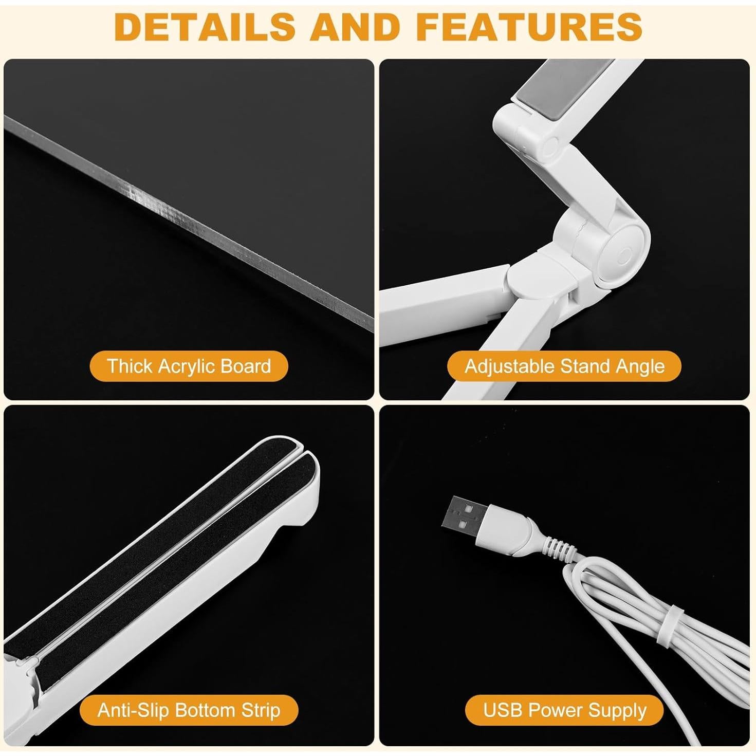 Tablero de Borrado en Seco LepoHome 40x30cm con Luz LED 7 Colores