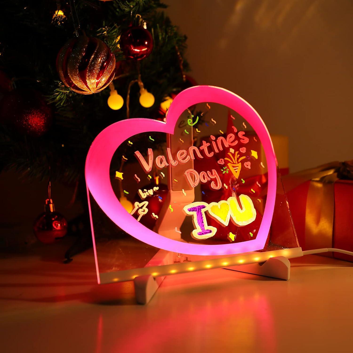 Tablero de Borrado en Seco Acrílico ENUOLI LED Corazón Rosa 20cm