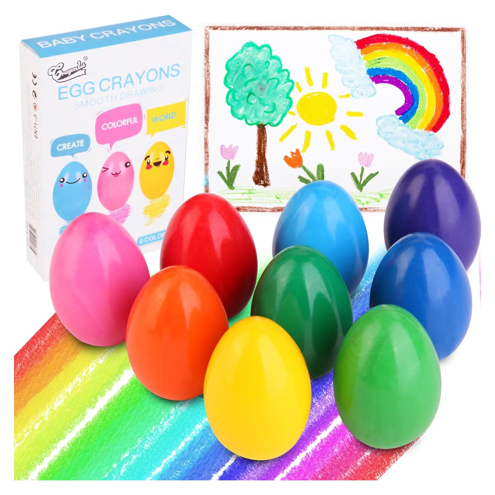 Crayones de Huevo OTAOD 9 Colores Jumbo Lavables No Tóxicos