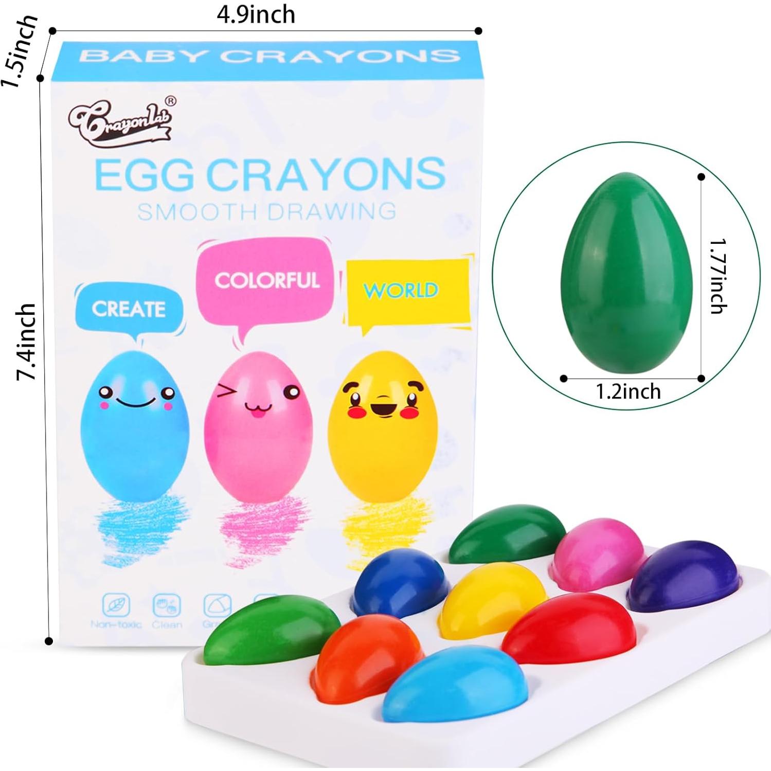 Crayones de Huevo OTAOD 9 Colores Jumbo Lavables No Tóxicos