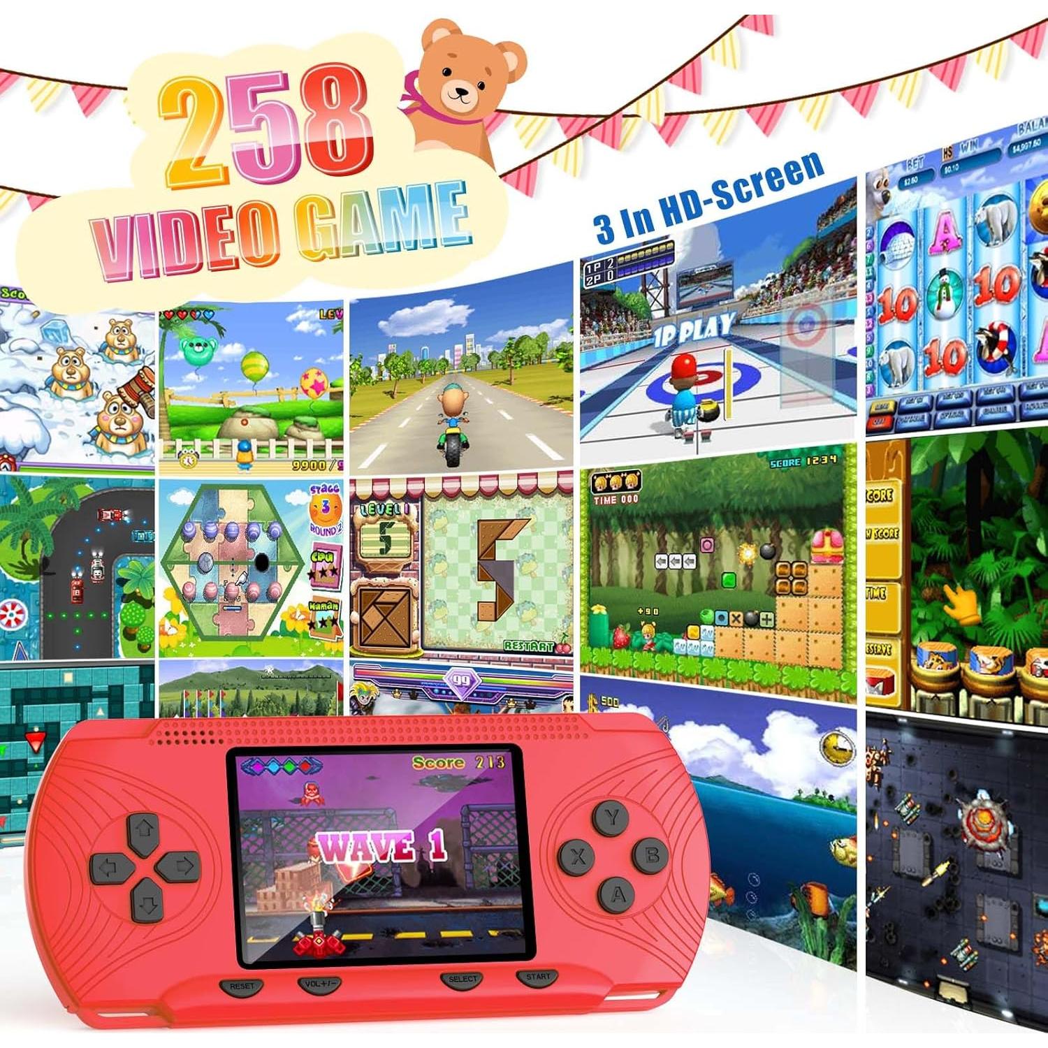 Consola de Juegos Portátil G-RECREATER 258 Juegos 3" HD