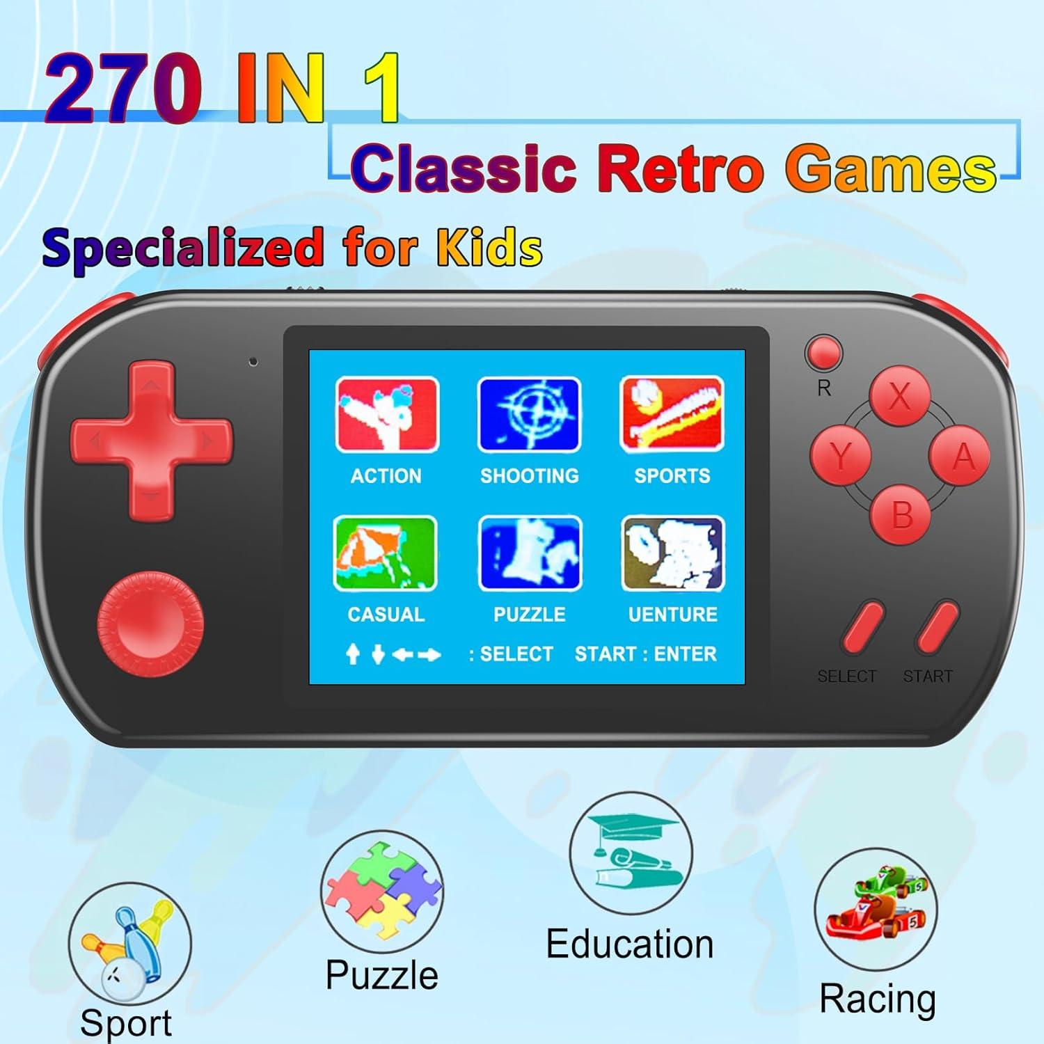 Consola de Juegos Portátil Gran Niño 270 Juegos 3" TV