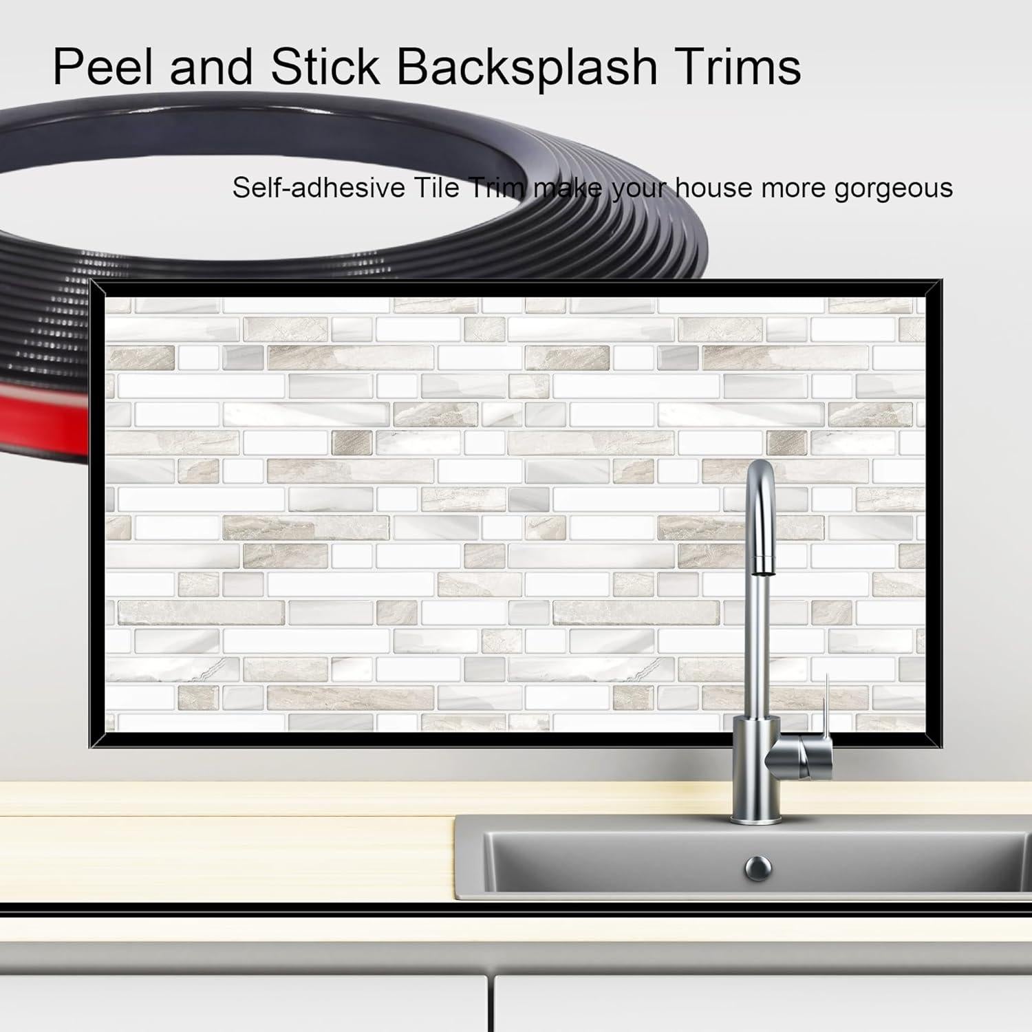 Moldura de esquina autoadhesiva 20 pies KTINITK PVC Negro