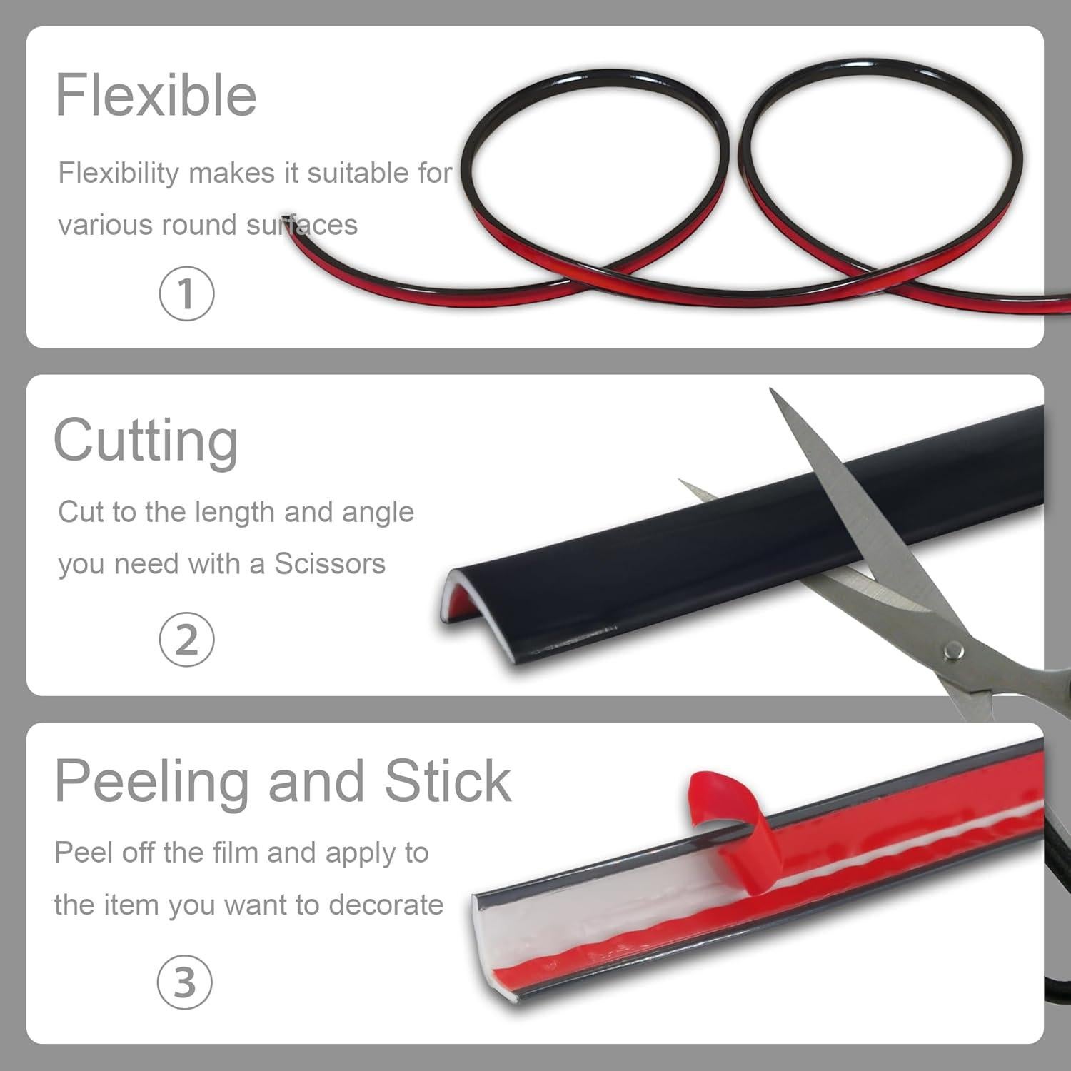 Moldura de esquina autoadhesiva 20 pies KTINITK PVC Negro