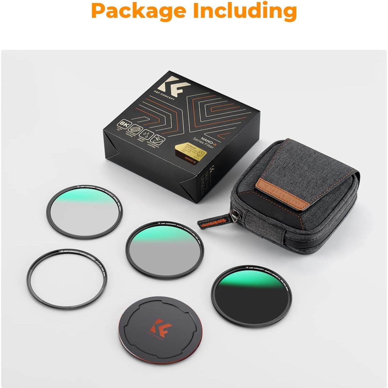 Filtros de Lente K&F Concept 49mm CPL+ND8+ND64 - Kit 5 en 1
