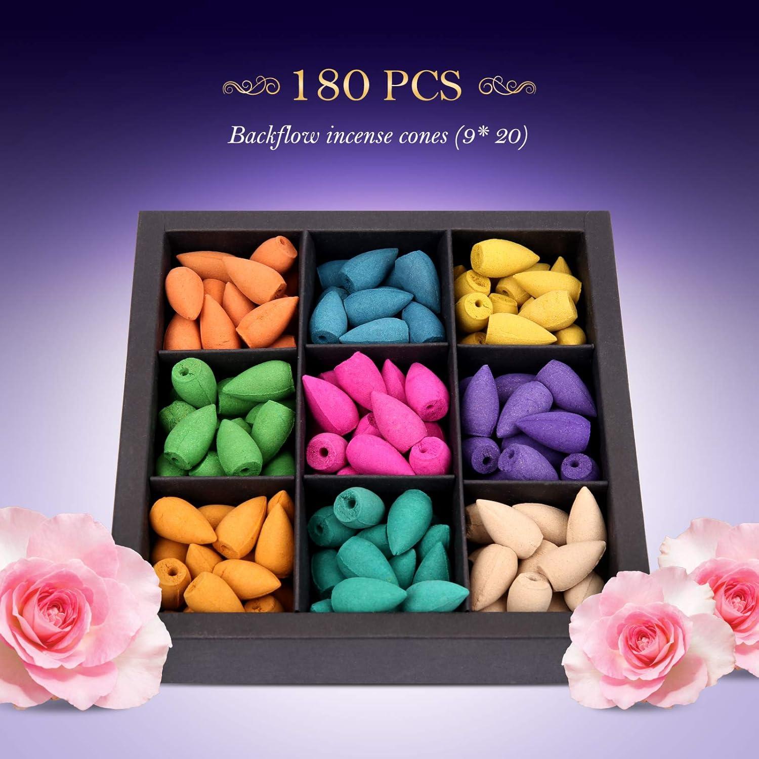 Conos de Incienso de Retroceso OTOFY 180 Pcs Aromas Naturales