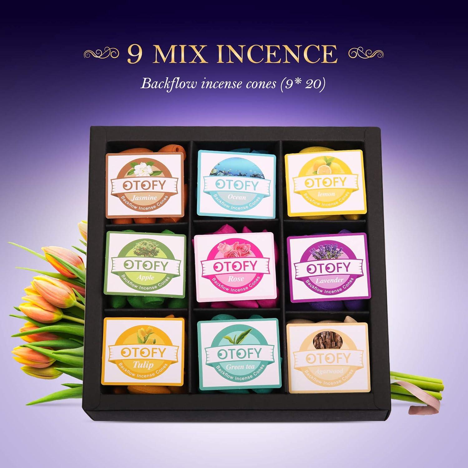 Conos de Incienso de Retroceso OTOFY 180 Pcs Aromas Naturales