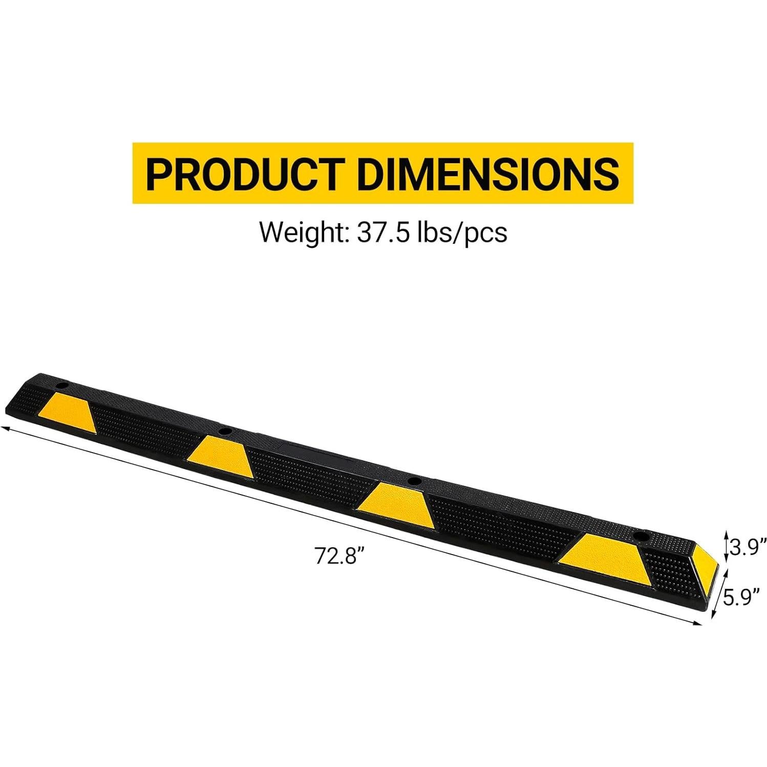 Tope de Estacionamiento de Goma TROPOW 184.9x15x9.9 cm Reflectante