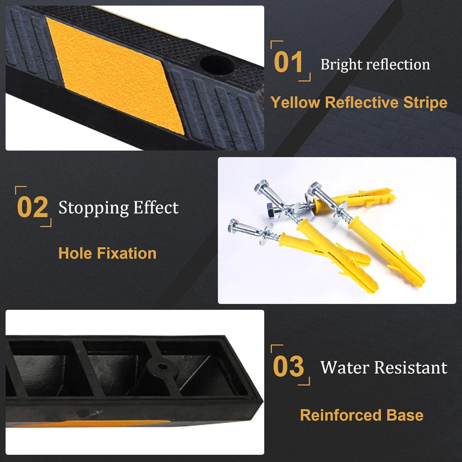 Curb de Estacionamiento de Goma OrangeStar 182.88 cm con Franja Reflectante