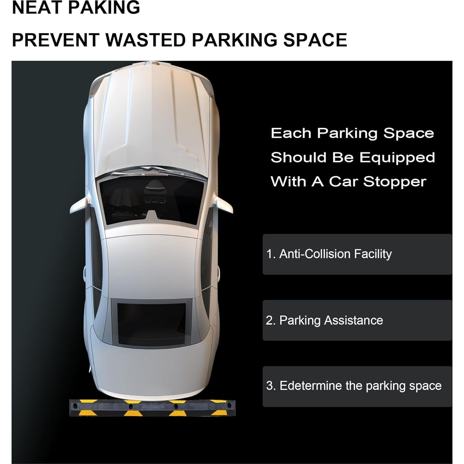 Curb de Estacionamiento de Goma OrangeStar 182.88 cm con Franja Reflectante
