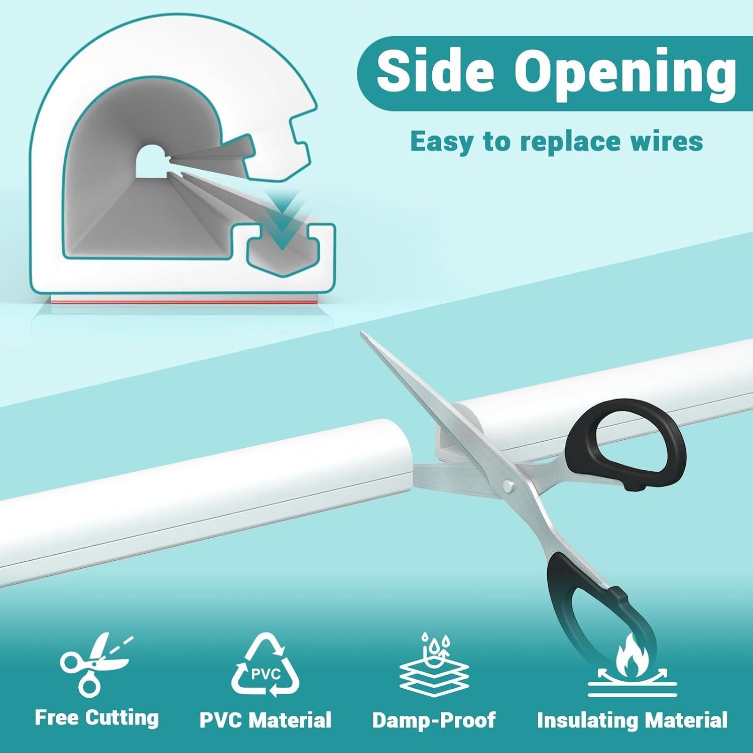 Canaleta Oculta Autoadhesiva 2m para TV y Audio - Blanco