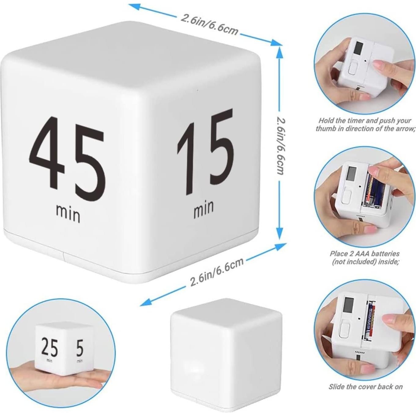 Temporizador Digital Cubo Genérico Blanco 15-25-5-45 Minutos