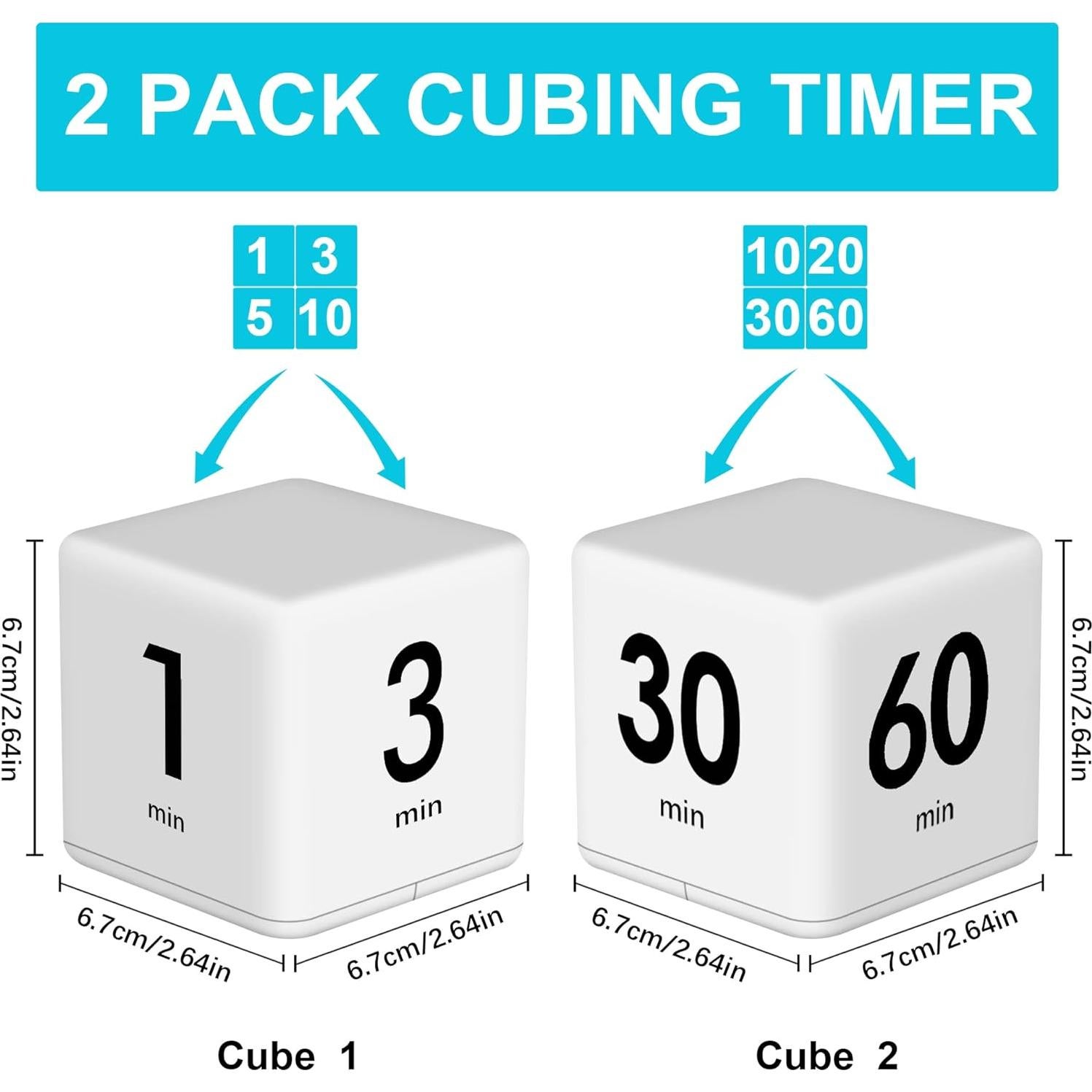 Temporizador Cubo Digital JOYIT 2 Pcs - 6.6 cm, 8 Modos